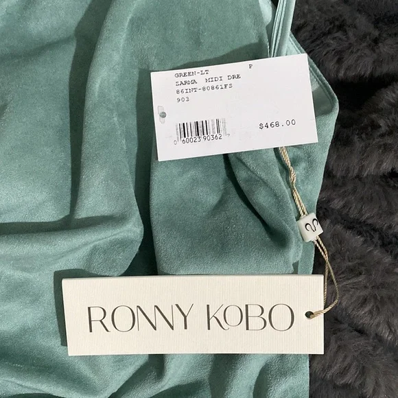 NWT Ronny Kobo XS Sage Zarma Ruched One-Shoulder Midi Dress - Picture 14 of 15